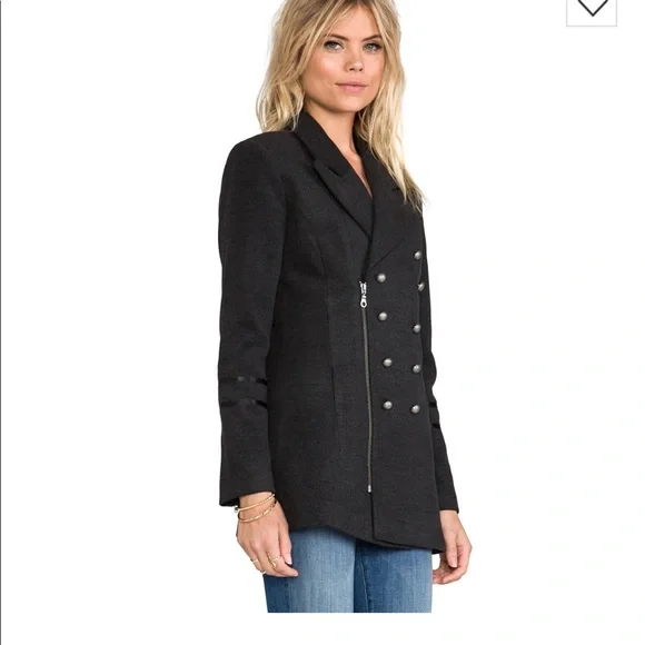 Anine Bing Zip Front Grey Pea Coat, size XS - Picture 4 of 8